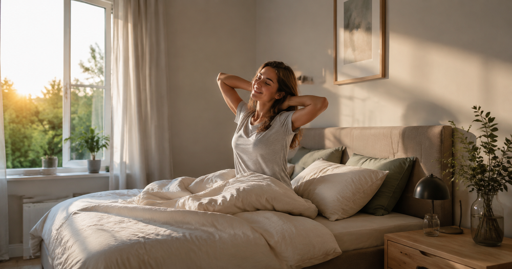 Erholsames Aufwachen in einem ruhigen Schlafzimmer